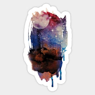 Abstract Watercolour: Moonlit night Sticker